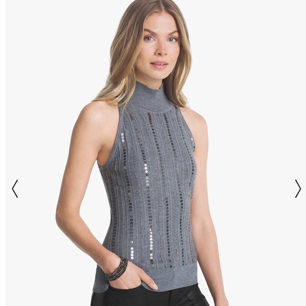 White House Black market Sleeveless Mock Neck Sequin Pullover Sweater